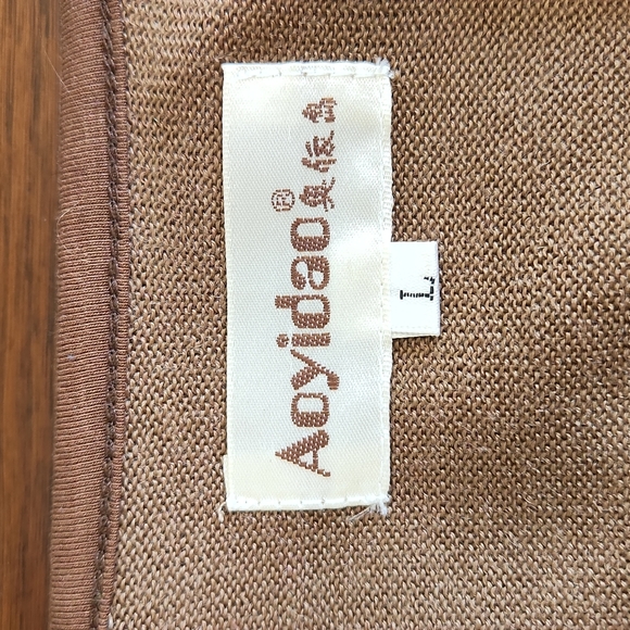 Aoyidao, Women's L Medium Brown Jerse Sleeves, Linen Fabric w Design Front/Back - Picture 8 of 8